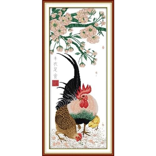 Live in abundance cross stitch kit 14ct 11ct pre stamped canvas cross stitching animal lover embroidery DIY handmade needlework