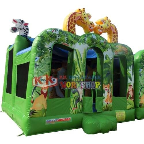 Jungle park indoor inflatable jumper 6x4m Animal inflatable bouncer zoo theme inside Jumping house for children