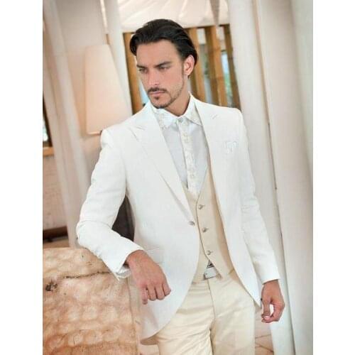Latest Coat Pant Designs Ivory Beige Wedding Suits for Men Groom Jacket Slim Fit 3 Piece Style Tuxedo Custom Prom Blazer Ternos