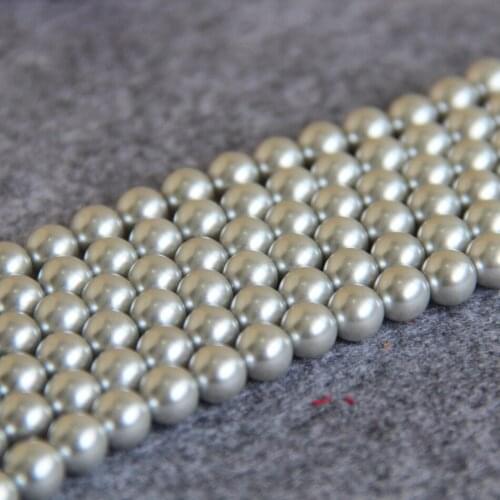 New 8mm Silvery White Shell Glass Round beads DIY gift for women girl loose beads 15inch 2pc/lot Jewelry making design wholesale