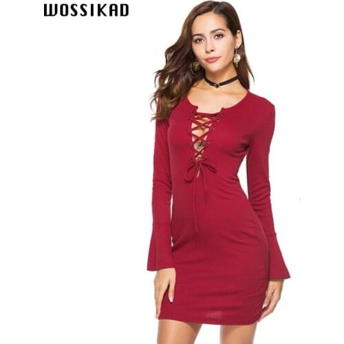 Fall Clothes Designer Dresses Runway Buttock V Lead Low Sexy Dress Chest Self-cultivation Long Sleeve Birthday Dress Bodycon