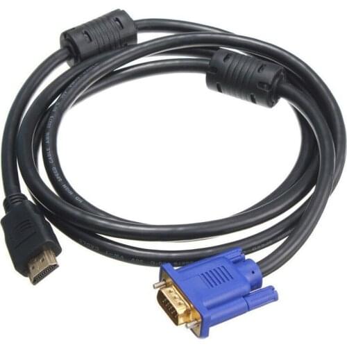 1.8M Blue HDTV HDMI to VGA HD15 Male Adapter Cable Converter for PC TV DF New