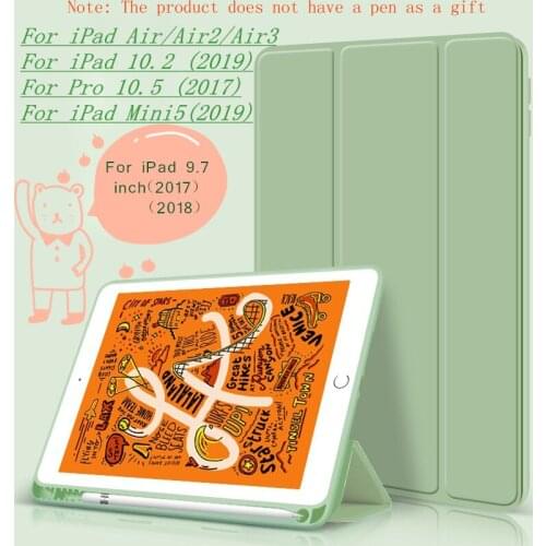 Hot Case For iPad Air/2/Air3 For iPad 10.2 (2019) 10.5 (2017) For iPad 9.7 inch 2018 New Tri-Fold Candy Pen Slot Tablet PC case