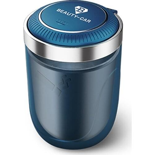 Portable Car Ashtray With LED Light Metal Liner Outdoor Ashtray One-key Open Car Ashtray With Lid Automobile Items