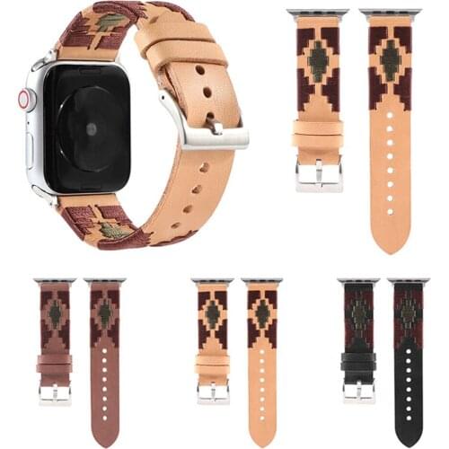 Weave Rope Leather Strap for Apple Watch 6 Band SE 5 3 40mm 44mm Bracelet Soft Belt for iWatch Series 6 4 3 38mm 42mm Watchbands