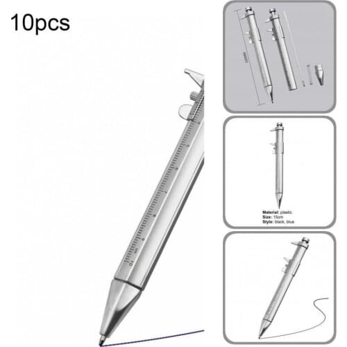 DIY 10Pcs Compact Eye-catching Caliper Ball Point Pen Sturdy Signing Pen Multifunction for Classroom