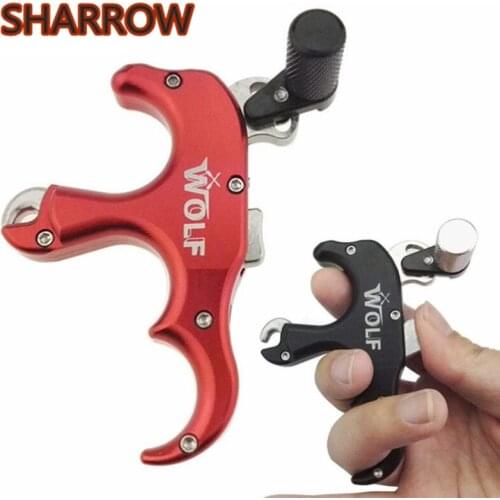 1Pc Hand Held Bow Release Aids Trigger Aluminum Alloy 3 Finger Grip Thumb Caliper For Compound Bow Outdoor Shooting Accessories