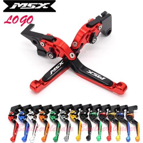 With Logo MSX CNC Aluminum Motorcycle Folding Extendable Brake Clutch Lever For Honda MSX125 MSX 125 Grom 2014 - 2018 2017