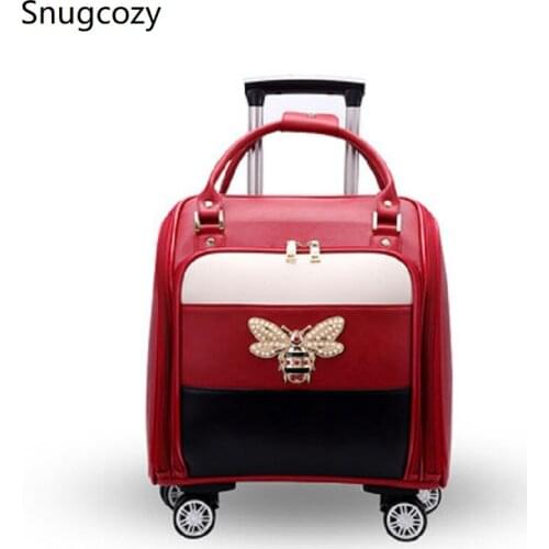 Snugcozy fashion Convenient and compact for women 16/18 inch size Rolling Luggage Spinner brand Travel Boardable Suitcase