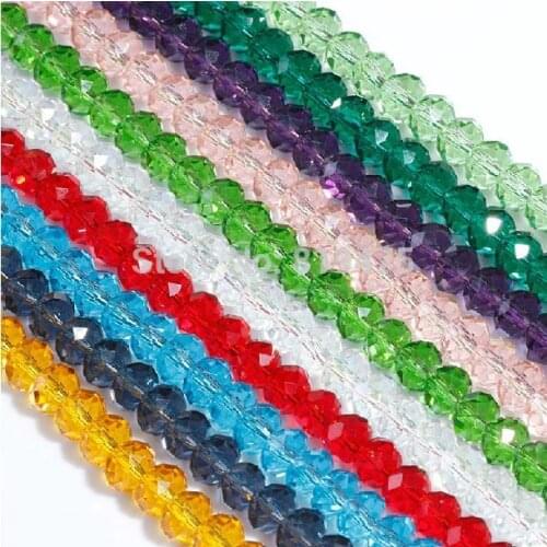 98Pcs/Lot 6mm*4mm Glass Crystal Beads Faceted Rondelle Spacer Beads Multi-color For Bracelet Earring Necklace Jewelry Making