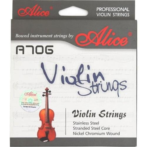 Alice Professional A706 Violin Strings Stranded Steel Core Imported Stainless Steel A Set for Violin Size 4/4 3/4 1/2 1/4 1/8