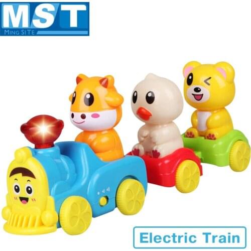 Funny Colorful Electric Animals Trains Track Railway With Sound Light Vehicle Educational Baby Toys For Kids Childhood Gifts