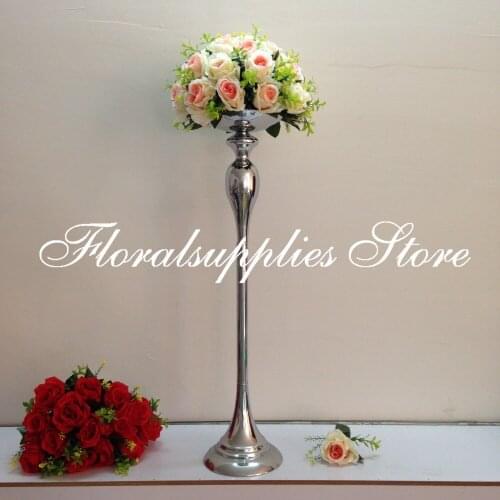 75cm Tall Wedding Flower Vase Candle Holder Metal Silver Flower Stand Slim Centerpiece Vases Wedding Center Table Decoration