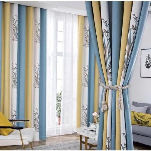 Minimalist Nordic Curtain Seamless Stitching Blackout Curtains for Bedroom Living Room Chinese Jacquard Cotton Linen Curtains