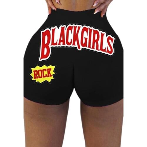 Women Shorts Summer High-Waist Hot Booty Shorts Elastic Tight Letters Printed causal boxer bottoms Party Club Yoga Sports Wear