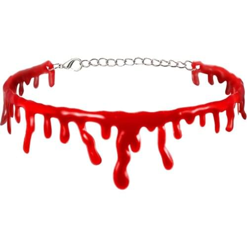 Halloween Blood Necklace Women Chokers Necklaces Halloween Party DIY Decorations Horror Props Kids Toy Gift Haunted House