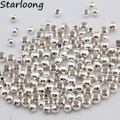 500pcs/lot 2mm 2.5mm 3mm gold-color Silver Plated Smooth Round Spacers ball Beads DIY making for jewelry necklace bracelet