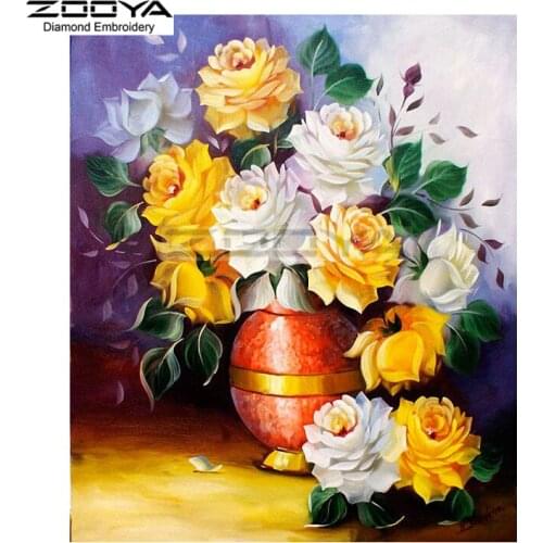 ZOOYA Diamond Embroidery 5D DIY Diamond Painting White &Yellow Flower Diamond Painting Cross Stitch Rhinestone Mosaic BJ1757