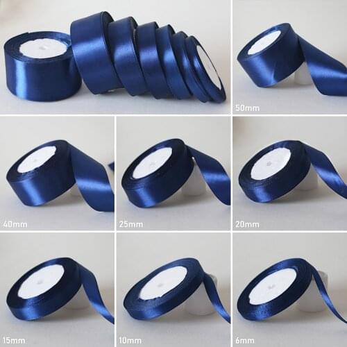 25Yards/ 6mm-50mm Navy Blue Silk Satin Ribbon DIY Material For Prom Party Decoration Wedding Gift Box Packaging Accessories D7