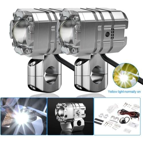 40W Motorcycle Headlight Laser spot light Front Driving lamp for Universal white amber color switch flash Blasting