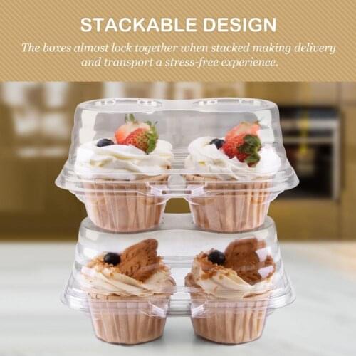 50Pcs Cupcake Organizer Eco-friendly Large Room PET 2 Holes Cake Holder Box for Home