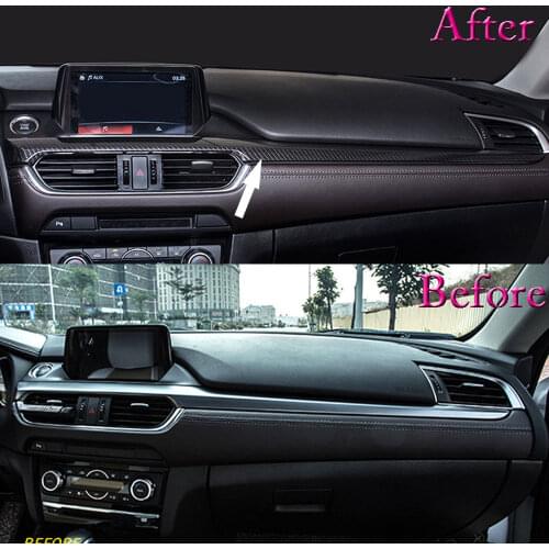 BBQ@FUKA New Car Accessories ABS Styling Fit For Mazda 6 Atenza 2017 Carbon Fiber Color Console Center Dashboard Cover Trim