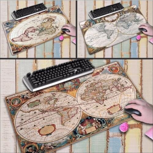 Mairuig Computer Large mouse pad with 900x400mm size and edge locking world map printings PC mouse mat smooth soft anti-slip