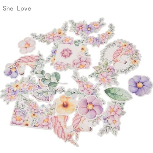 Chzimade 27pcs Lovely Flower Unicorn Stickers Laptop Travel Luggage Decor Colorful Horse