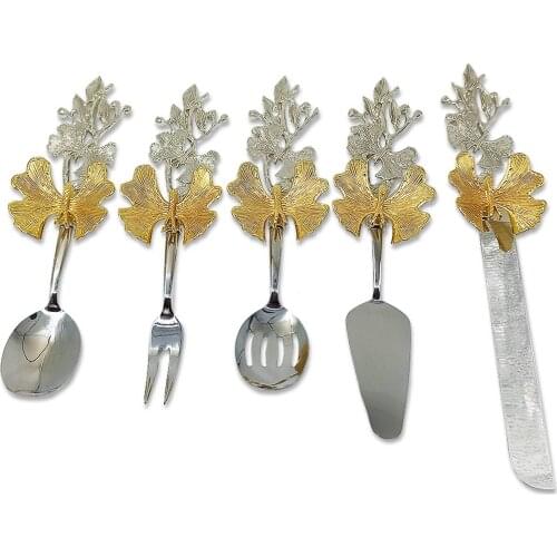 Decorative Copper Cutlery With Butterfly And Rainform Motifs Waste Table Flatware Inox Chopstick Plate Dinnerware Kitchen