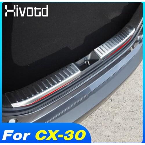 Hivotd For Mazda CX30 CX-30 Accessories Rear Bumper Trim Car Trunk Sill Scuff Plate Protector Stainless Steel Pedal 2021 2020