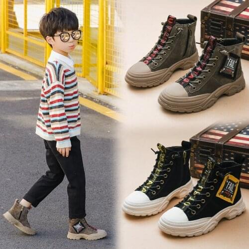 Chirldren Snow Boots With Plush Fashion Boys Winter Sneaker Shoes Top Quality Genuine Leather Kids Martin Boots Size 26-36