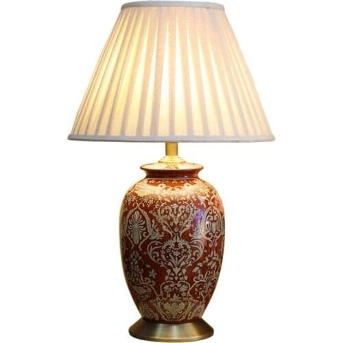 European Ceramic Bedside Table Lamp Luxurious Classical Palace Porcelain Led Light Foyer Entrance Hall Wedding Decor Desk Lamp