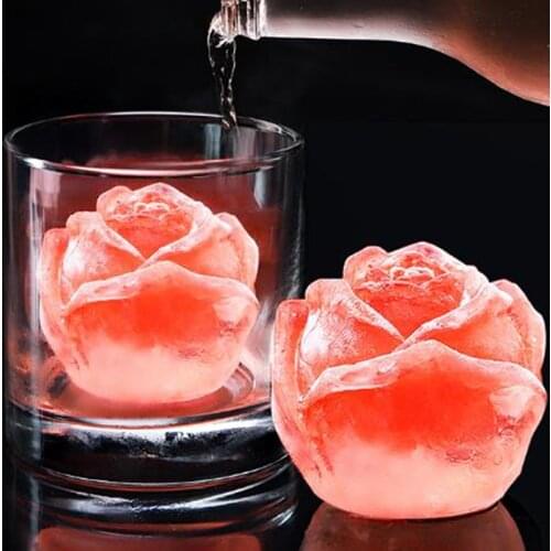 Ice Cube Tray 3D Rose Silicone Mold DIY Ice Maker Household Use Cool Whiskey Wine Kitchen Tools Pudding Ice Cream Mold 1Pcs