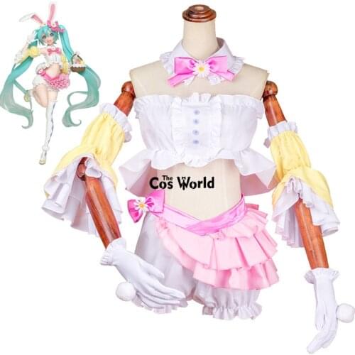 Miku Rabbit Ear Tube Tops Shorts Uniform Outfit Anime Cosplay Costumes