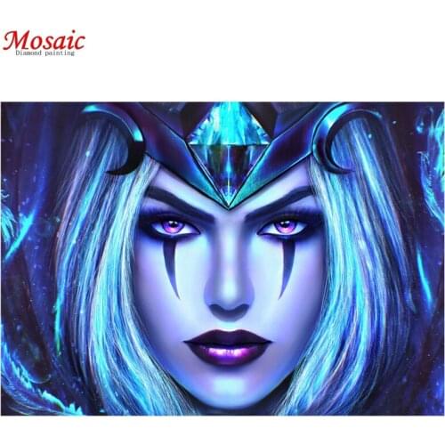 DIY Diamond Painting Fantasy Girl with Purple Eyes Cross Stitch Kit Snow Full Square fairy Embroidery Beaded Mosaic round drill