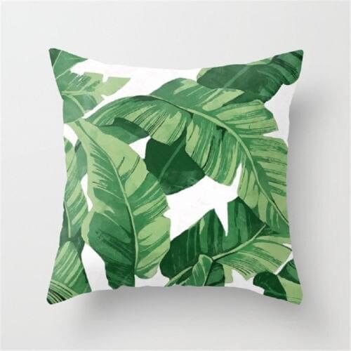 Green Leaves Polyester Pillow Cover Sofa Waist Cushion Home Decor