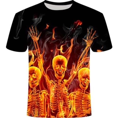 2020 new 3d t shirt Black Tee Casual Top Camiseta Streatwear Short Sleeve Cloth Blue Red Flaming summer tshirt Mens t-shirt