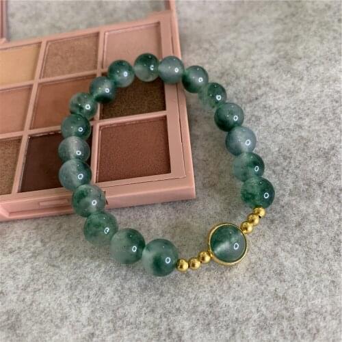New Free Shipping 8mm Natural Stone Green Jades Fashion Style Round Beads Simple Bracelet Accessories for Women 7.5inch Y871