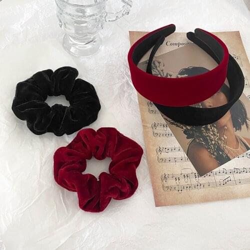 Women Velvet Headband Black Red Wide Hair Hoops Fashion Hair Bands Women Bezel Girls Hair Accessories Scrunchie Hair Band 2021