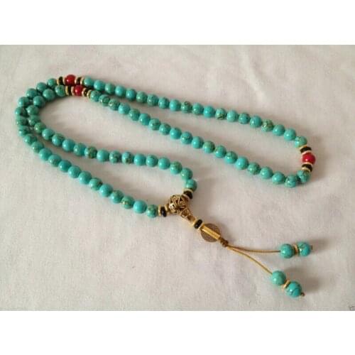 Hot Tibet Tibetan Turquoise Buddhist Buddha Worry Prayer Bead Mala Bracelet 10mm