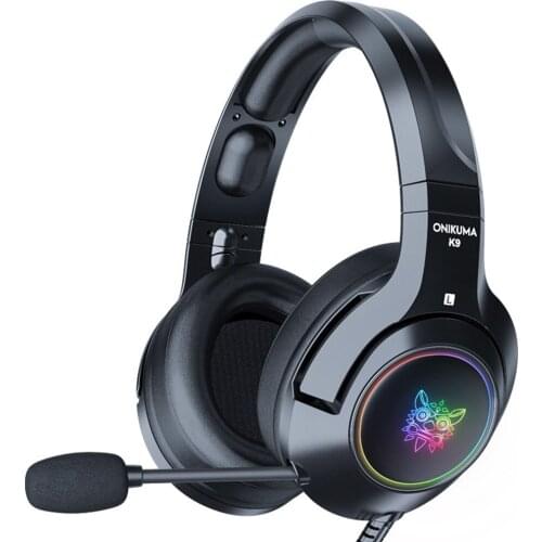 ONIKUMA K9 Wired Headphones With Noise Cancelling Mic 7.1 Surround Sound Earphones RGB Lights For PS4 Xbox One Headset Gamer