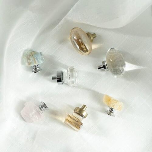 Transparent Crystal/Natural Stone Knobs and Handles Oval Kitchen Cabinet Handles Drawer Pulls Creative Handles for Furniture