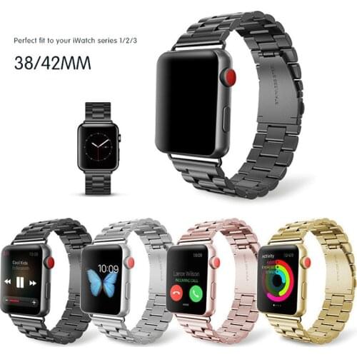 New Arrival Solid Stainless Steel Strip Metal Apple Watchband for iWatch 1/2/3/4/5/6 Apple iPhone Watch Band 38mm 42mm