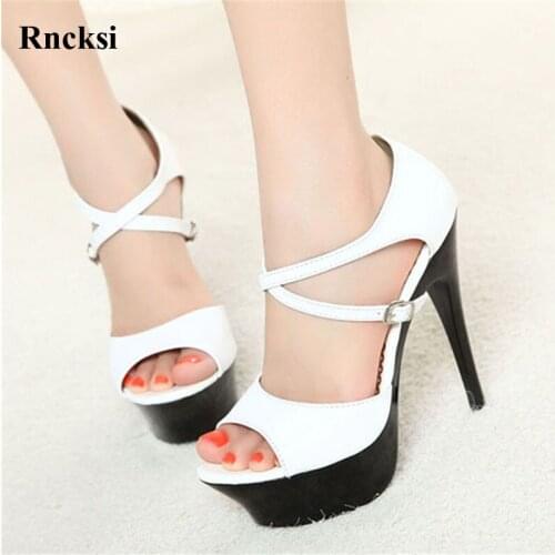 Rncksi Top Grade Fashionable White 15CM Open Toe High Heel Shoes Platforms Sandals, Wedding Shoes, Sexy Party Heels Sandals