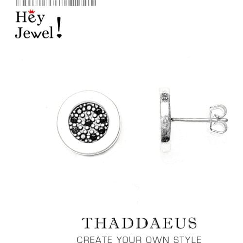 Stud Earrings Round Black CZ,Europe Style Glam Fashion Good Jewerly For Women,2018 Gift In 925 Sterling Silver,Super Deals