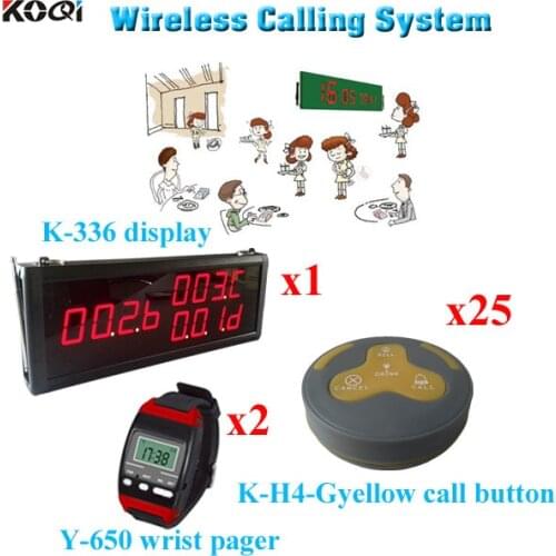 Call Button System 2015 New Arrive Cafe With Wireless Watch Pager (1 display 2 wrist watch 25 call button)
