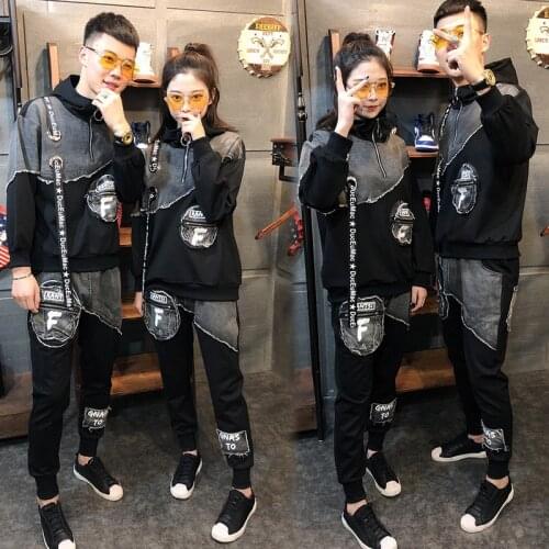 Tracksuit For Womens 2021 Spring Autumn Casual Fashion Hooded Couple Suit set Long-sleeved Color Matching Pullover Two Piece set