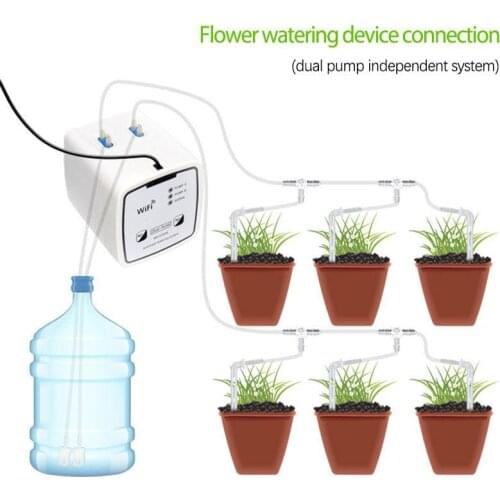 WIFI Remote Control Intelligent Watering Device Automatic Drip Watering Home Orchard Garden Double Pump 15/20 Pot Irrigation Set