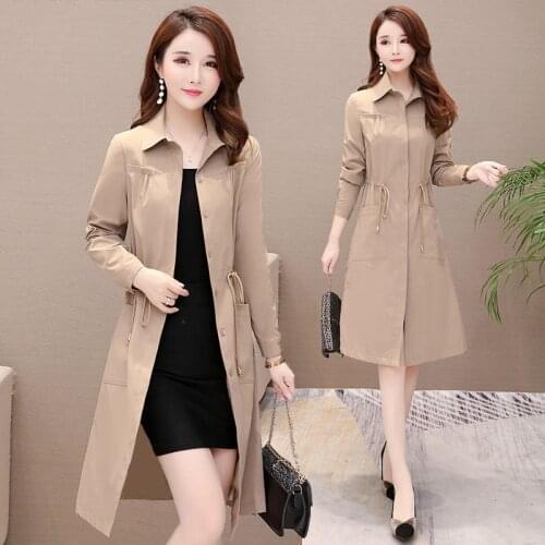 Casual Women Long trench Coat 2019 New Spring Korean Style Oversize Khaki Windbreaker Female
