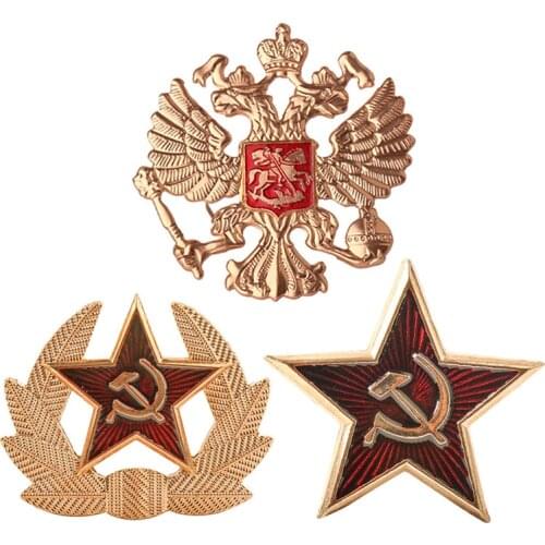 WW2 USSR Soviet Union Army RED STAR Hammer Sickle Enamel Badge Pin Army Guards Russian Imperial Eagle Emblem Badges Pins Patch